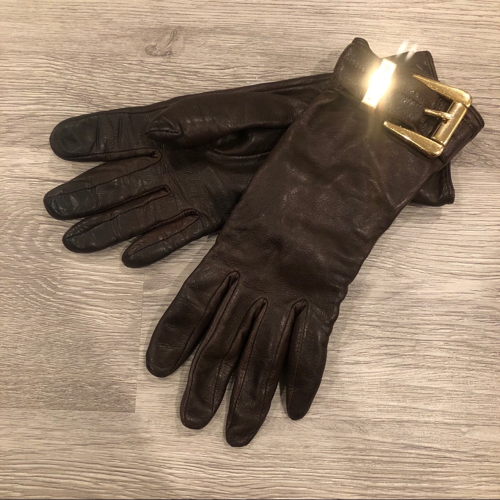 Michael Kors Leather Buckle Gloves